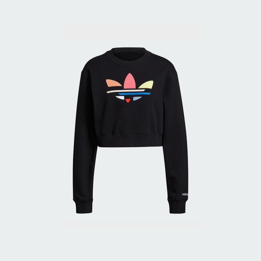 adidas Phong cách sống Áo Sweatshirt Lửng Ba Lá Cắt Mảnh Adicolor Nữ Đen H22854