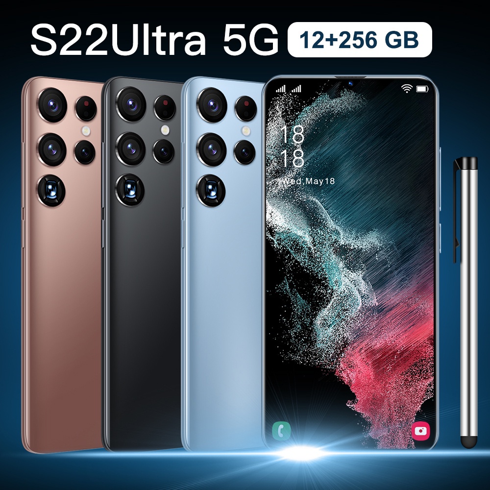 Chính Hãng 100% điện thoại di động S22 Ultra 6.7inch Full HD hỗ trợ 2 thông minh SIM 4G/5G Android chơi game