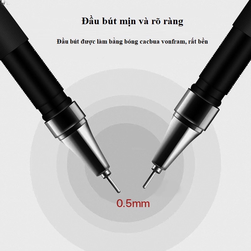Bút mực văn phòng tiện dụng, bút gel có 3 màu xanh đen đỏ ngòi 0.5mm, bút viết học sinh