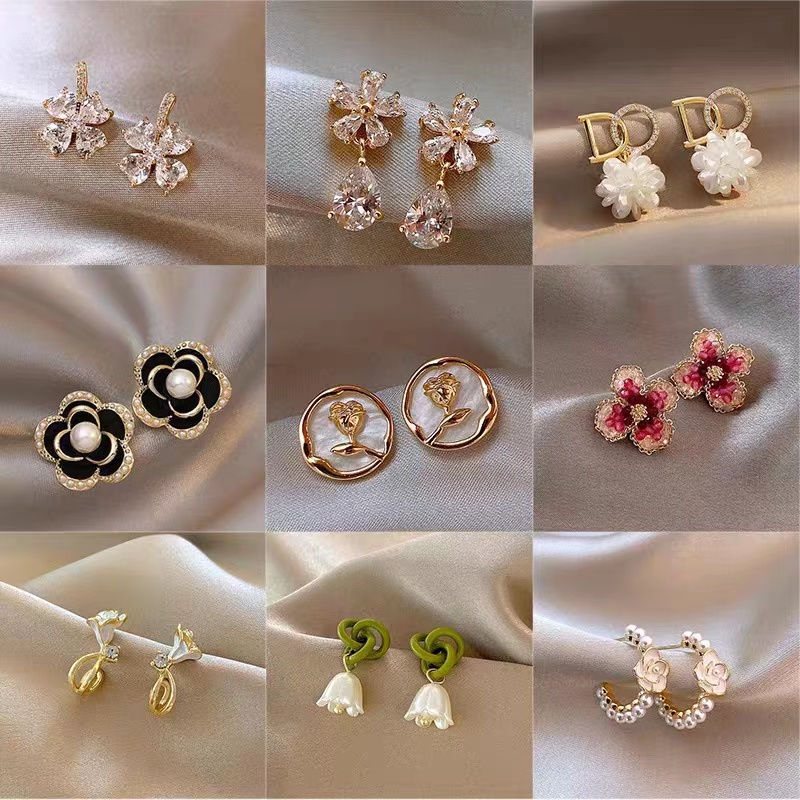 Bông Tai Mạ Bạc 925 Cao Cấp Hình Hoa Bướm Phong Cách Hàn Quốc Mới