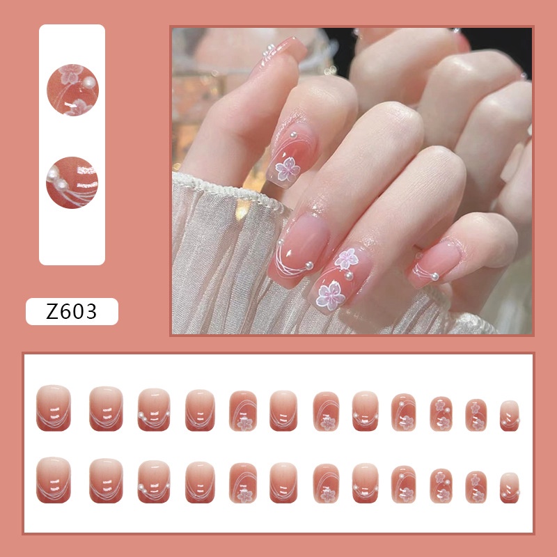 Z603-z856 Thời Trang Mới Đẹp 3D Kim Cương Giả Trang Trí Móng Tay Giả 24 Cái / hộp