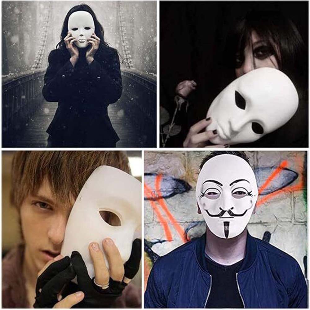 10PC DIY White Plain Paper Full Face Mask Opera Masquerade Children Painting Jabbawockeez Masks