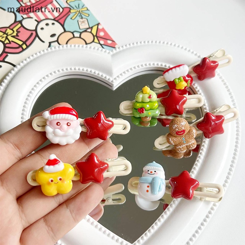 1 Kẹp Tóc Hình Ngôi Sao / Ông Già Noel / Người Tuyết Dễ Thương vn
