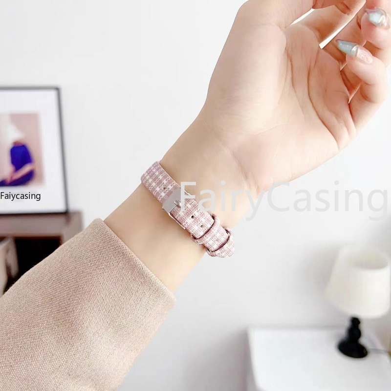 Dây Đeo Đồng Hồ Bằng Da Họa Tiết Caro 49mm series 9 7 8 41mm 45mm 38mm 42mm iwatch se 6 5 4 3 40mm 44mm