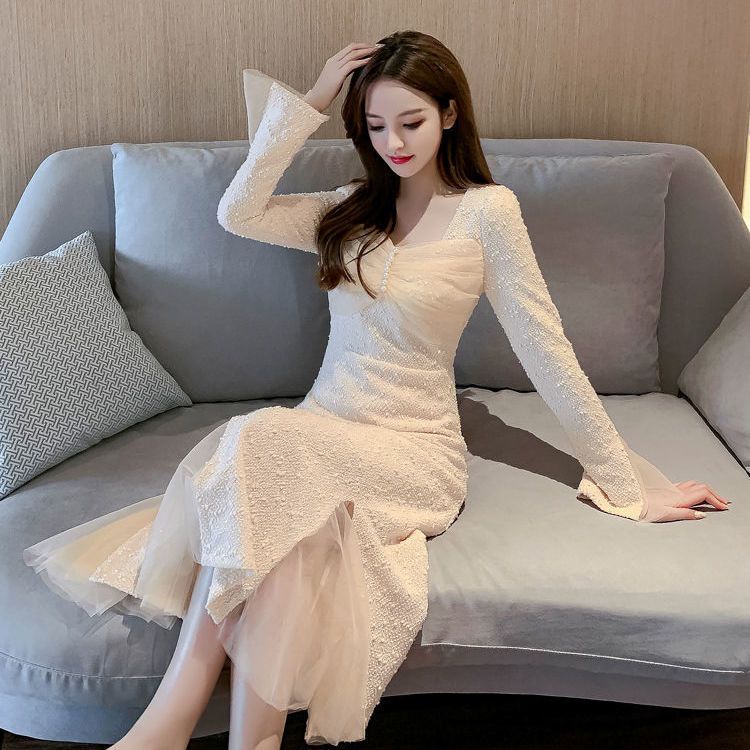 Đầm Voan Cổ Chữ v Dáng Ôm Kiểu Pháp Thời Trang Cho Nữ