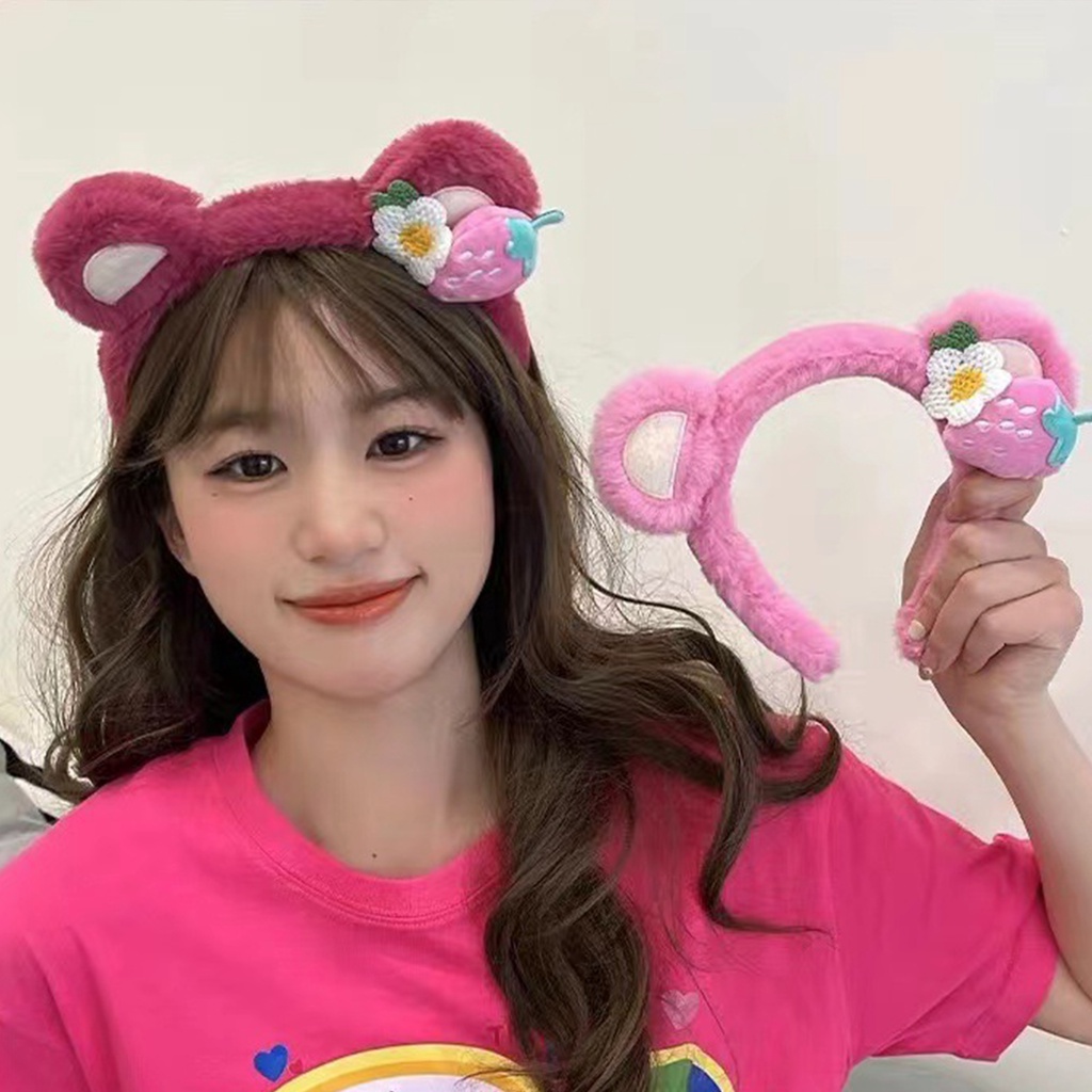 1 Băng Đô Cài Tóc Rửa Mặt Bằng Vải Bông Hình Gấu Phong Cách Ngọt Ngào Mới Cho Nữ