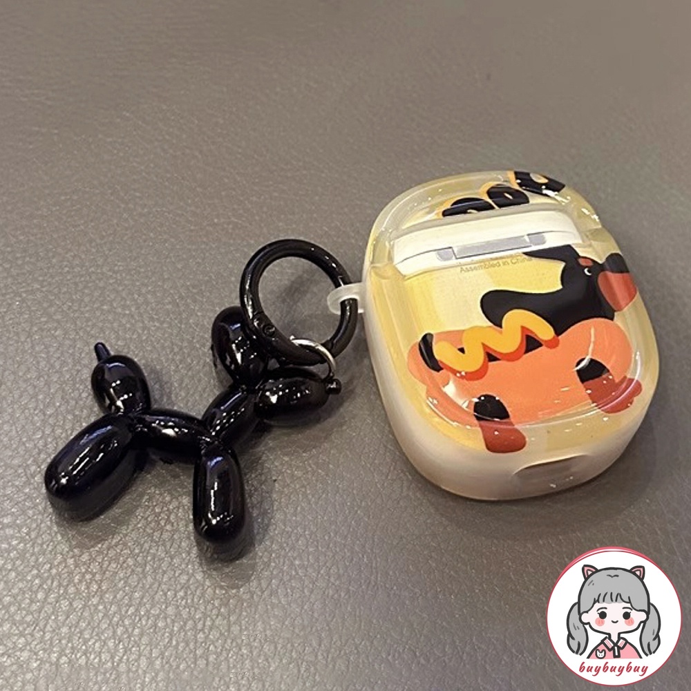 Hoạt Hình Vỏ Bảo Vệ Hộp Sạc Tai nghe không dây airpods 1 2 / pro 2 Hình Chú Chó Xúc Xích Mềm Mại