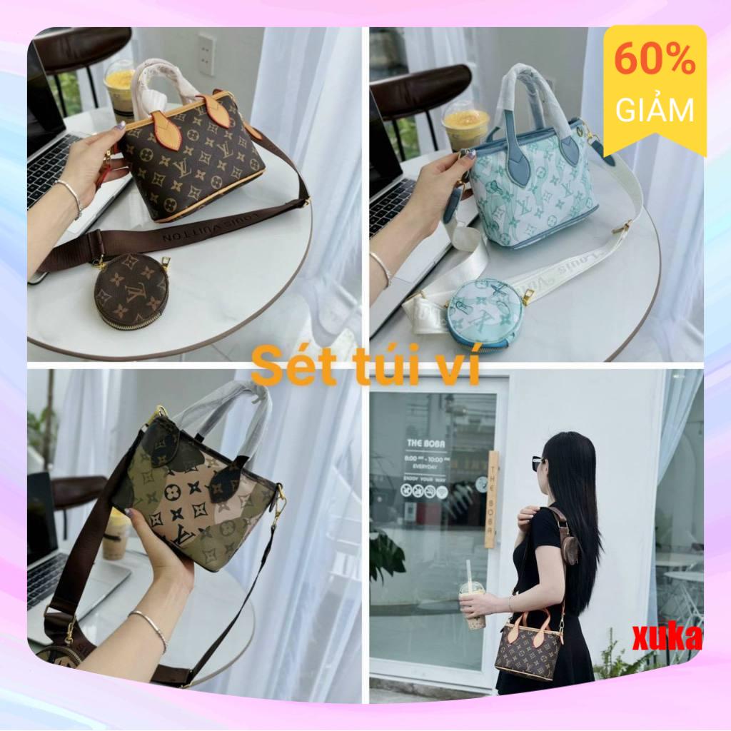 Set túi 2 món túi ví LV hàng chuẩn 11 chất liệu da PU quảng châu cao cấp SALE