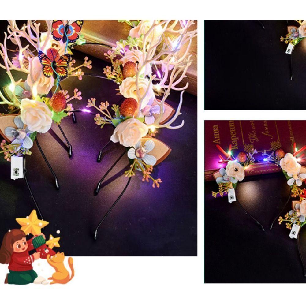 Francesco Băng Đô Cài Tóc Hình Sừng Hươu Bằng Nhựa Có Đèn led Phát Sáng Nhiều Màu Sắc