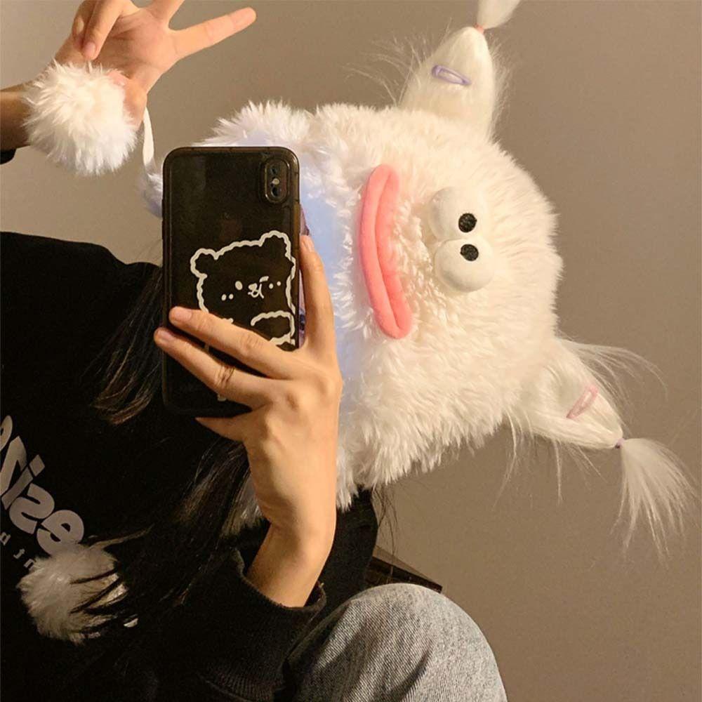 Mũ bomber Vải Bông Dày Dặn Giữ Ấm Tai Thỏ Vui Nhộn Thời Trang Mùa Đông