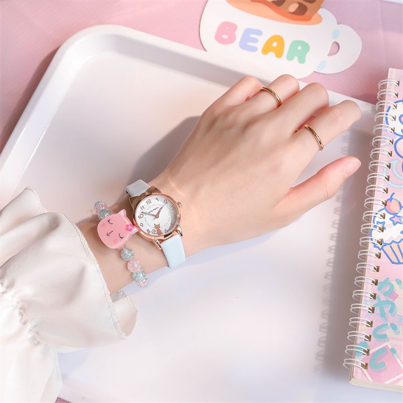 Bộ Đồng Hồ Đeo Tay Hình Mèo Hoạt Hình Đáng Yêu Dành Cho Trẻ 5 Tuổi