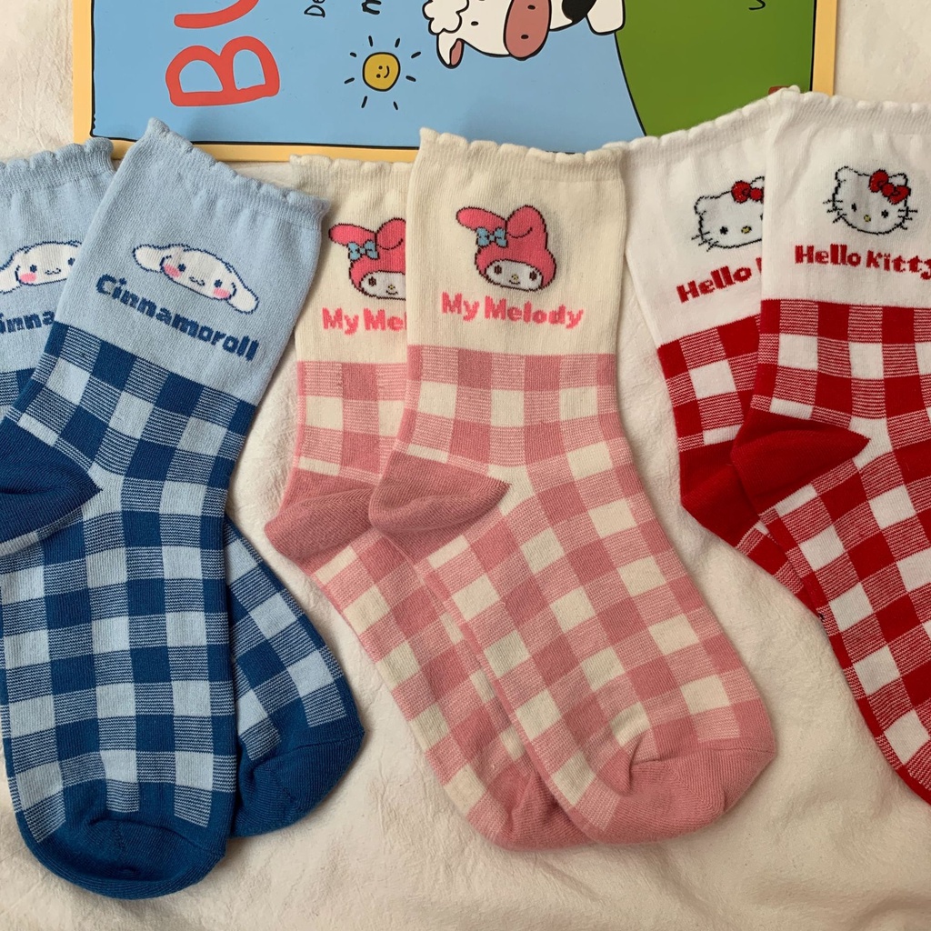 Sock sanrio kuromi melody cinnamoroll Ca Rô Vớ