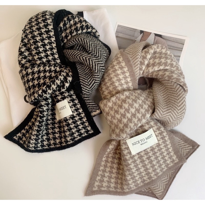 Khăn len kẻ 2 màu mềm ấm KLK11