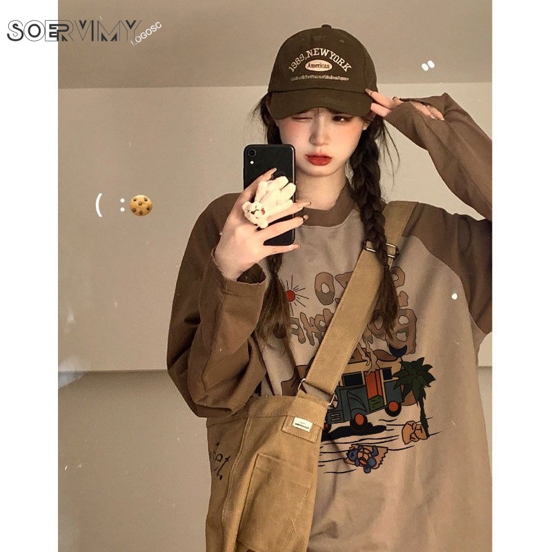 SOERVIMY áo phông Tay dài áo thun nữ hoodie Dễ thương Fashion INS xu hướng WMY23A0YF2 43Z231026