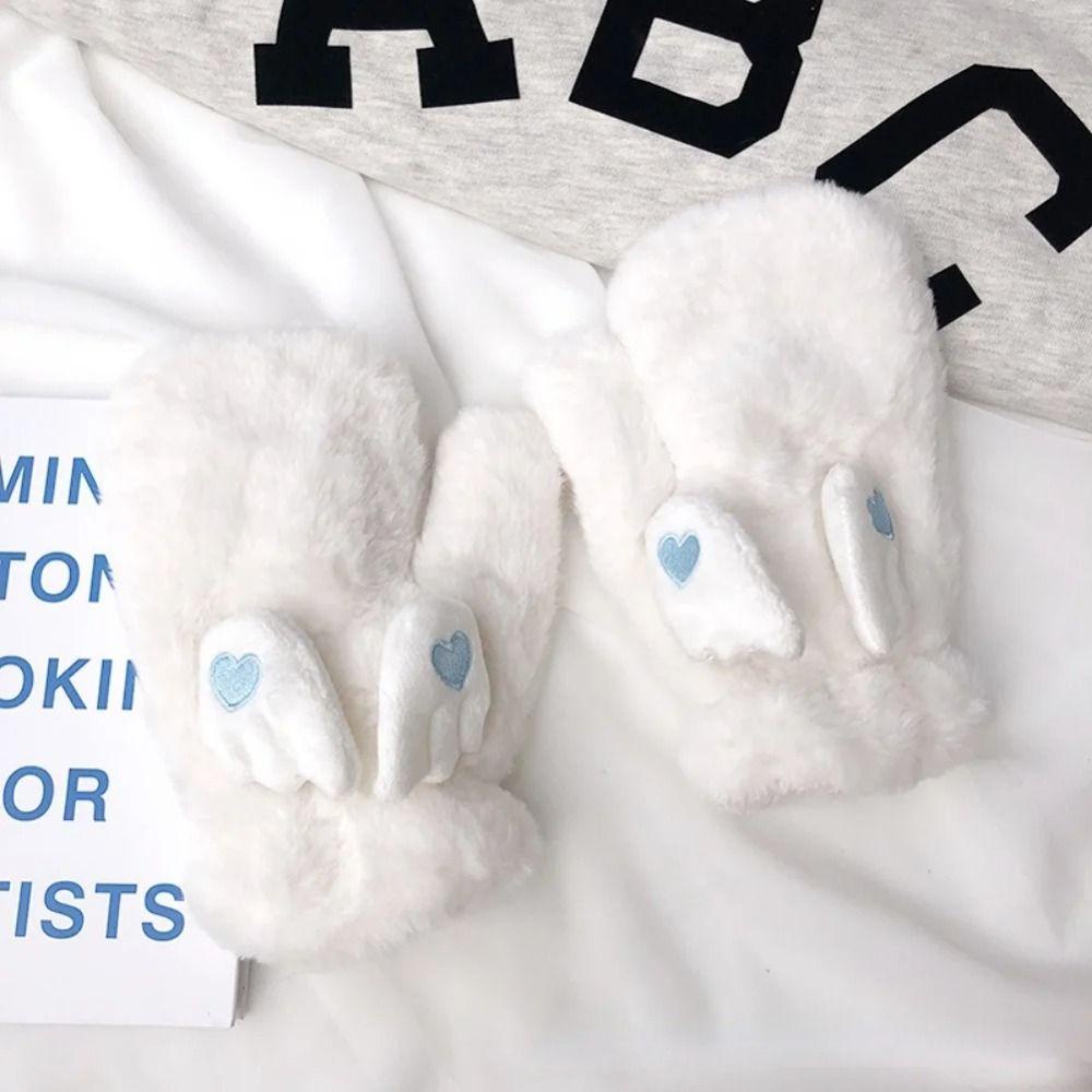 Niuyou Găng Tay Cánh Thiên Thần Sáng Tạo Quấn Toàn Bộ Găng Tay Quấn Mềm Ấm Áp Mùa Đông Có Cánh Di Chuyển Cho Nữ Sinh