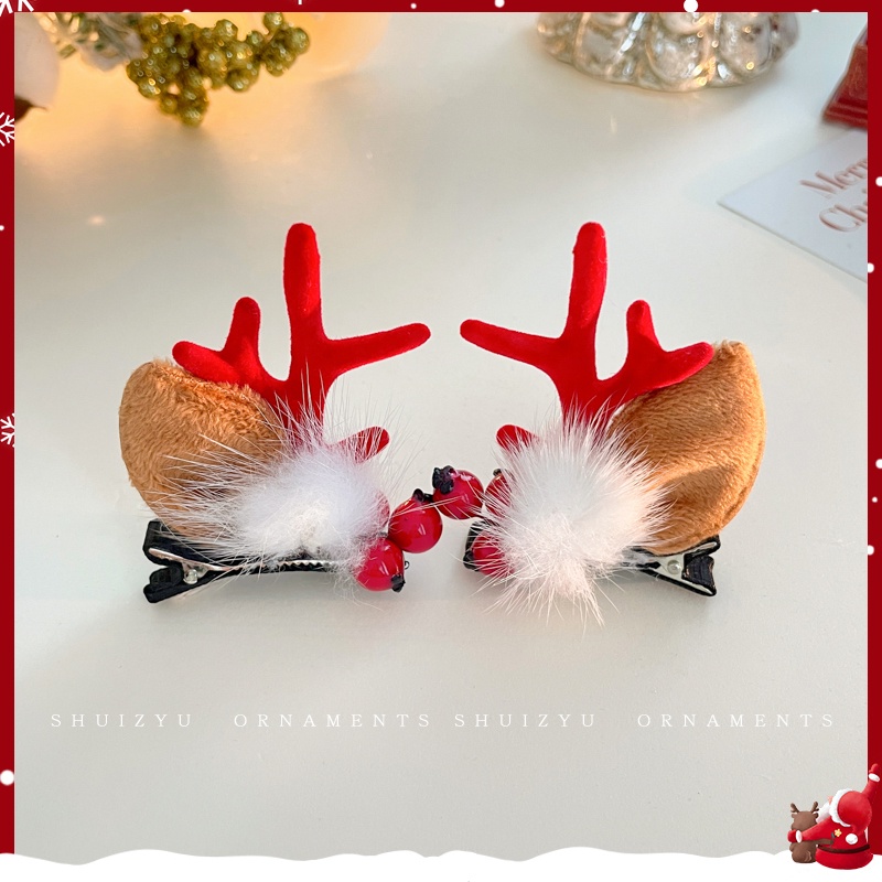 Bộ Kẹp Tóc Hình Tuần Lộc Giáng Sinh Dễ Thương Phong Cách Mới 2023