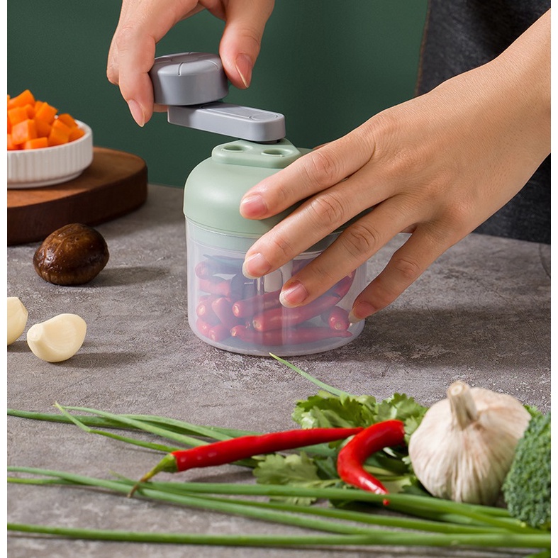 Máy xay tỏi ớt rau củ quay tay 3 chế độ nhanh chậm dung tích 250ml, xay đồ ăn dặm cho bé rất tiện dụng