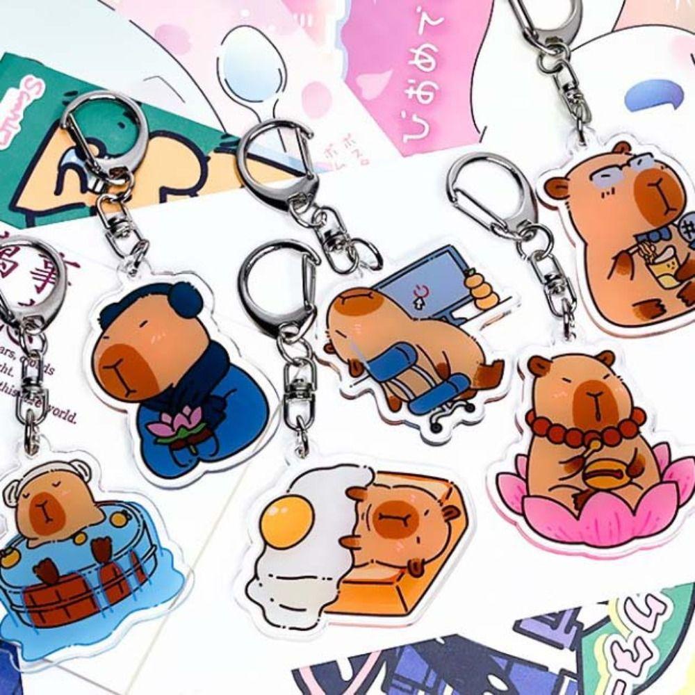Shanhai capybara Móc Chìa Khóa Xe Hơi Bằng acrylic Hình Chú Chó Hoạt Hình Vui Nhộn Sáng Tạo
