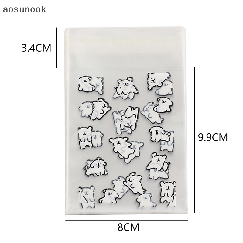 Aosunook Set 50 Túi Đựng Ảnh Tự Dính Trong Suốt In Hình Chú Chó Hoạt Hình Đáng Yêu
