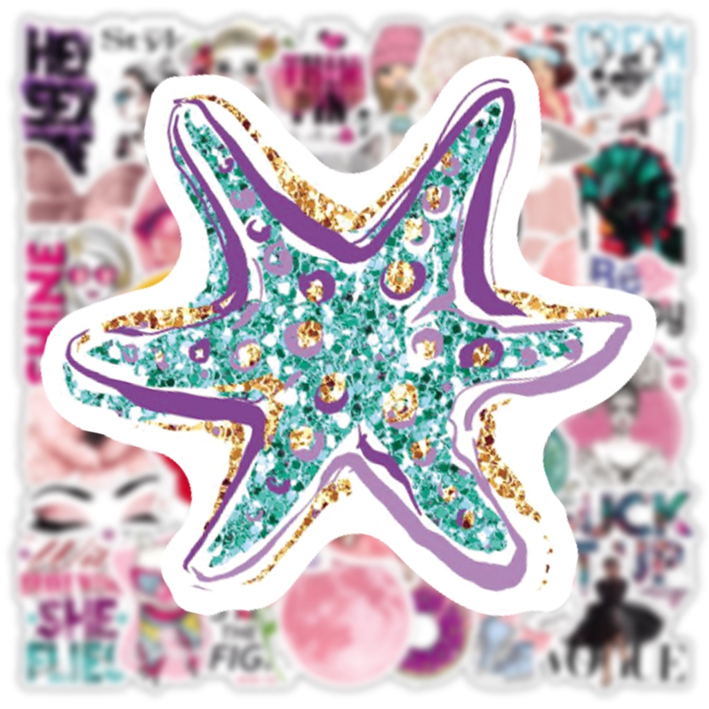 Bộ 50 Miếng Dán Trang Trí Mũ Bảo Hiểm / Bút Chì Chống Thấm Nước Họa Tiết graffiti vsco Độc Đáo