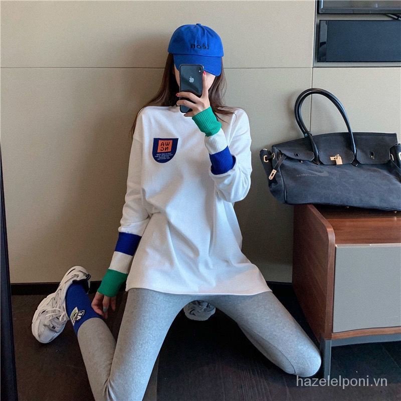 Áo Thun cotton Tay Dài In Hình Mặt Cười Phong Cách Hàn Quốc Thời Trang Thu Đông 2023