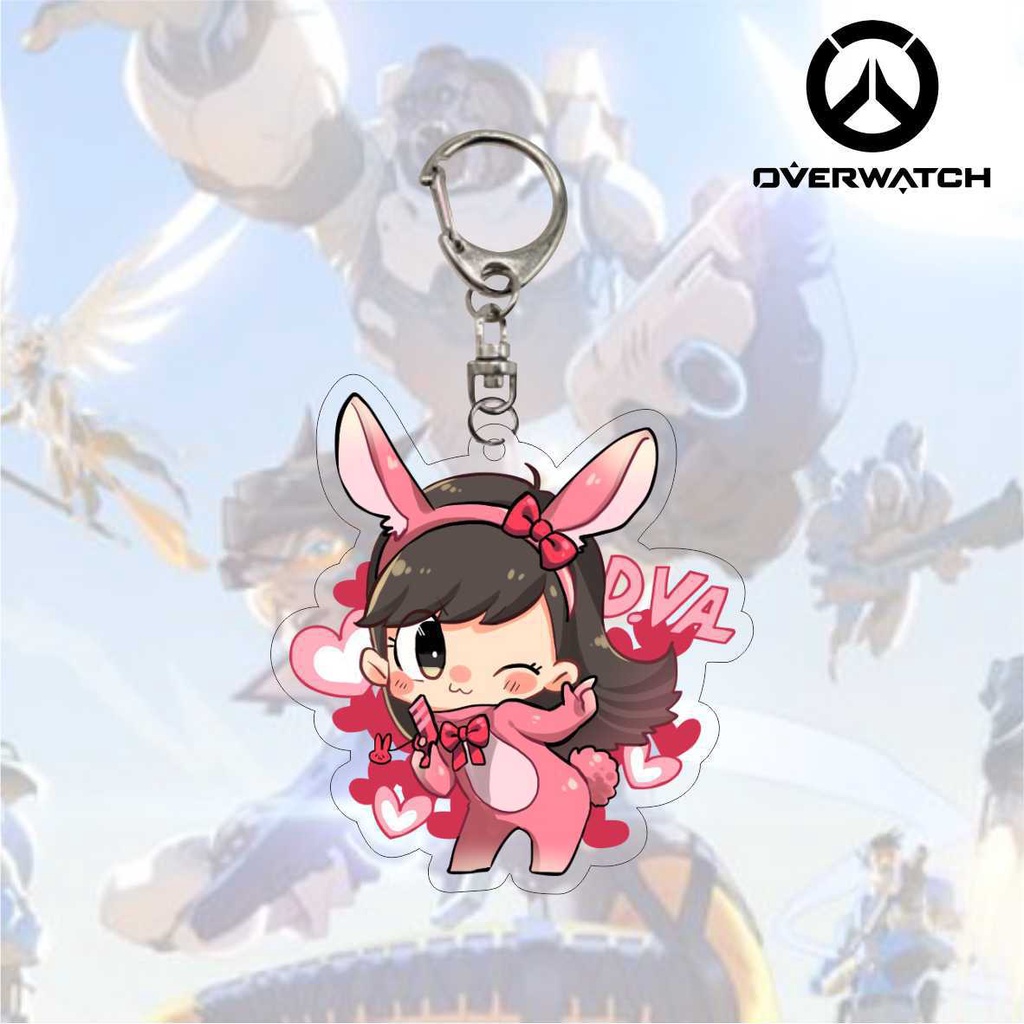 Overwatch acrylic móc khóa hoạt hình hai mặt thiết bị ngoại vi trò chơi túi đi học mặt dây chuyền