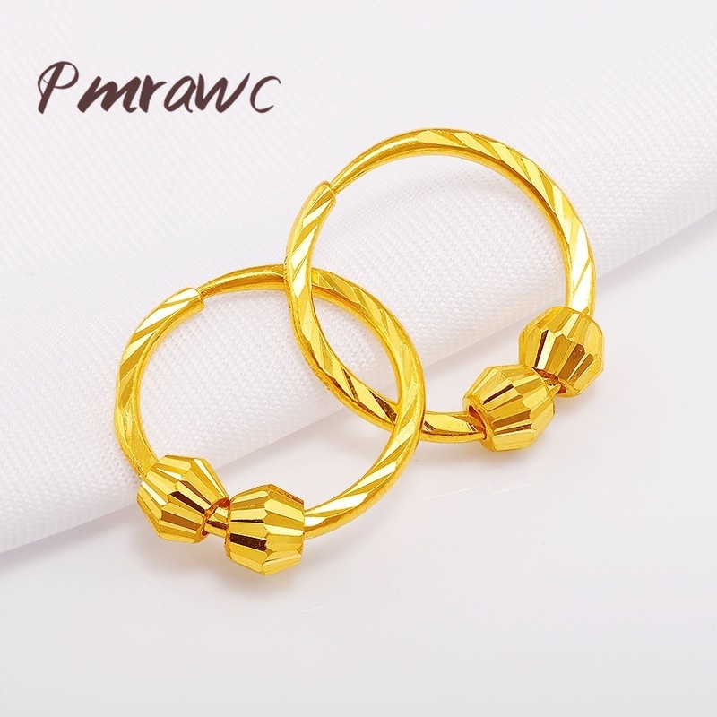 Pmrawc | Carven Bông Tai Dạng Vòng Tròn Đính Hạt Vàng Nhỏ Thời Trang fj1283