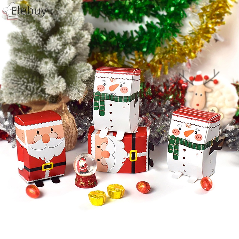 Set 10 Hộp Đựng Bánh Kẹo Hình Ông Già Noel 3d diy Trang Trí Nhà Cửa Dịp Giáng Sinh Năm Mới