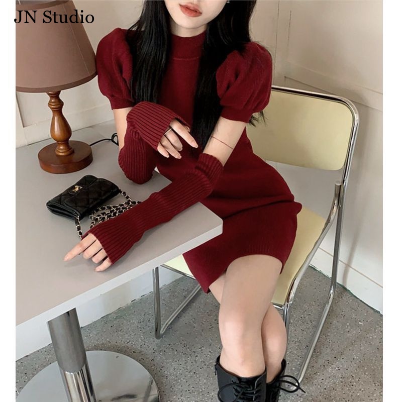 JN Studio Chic váy nữ Đầm Body Cho thời váy Thể thao Vintage thời trang hàn quốc WLQ23B018S 45Z231108