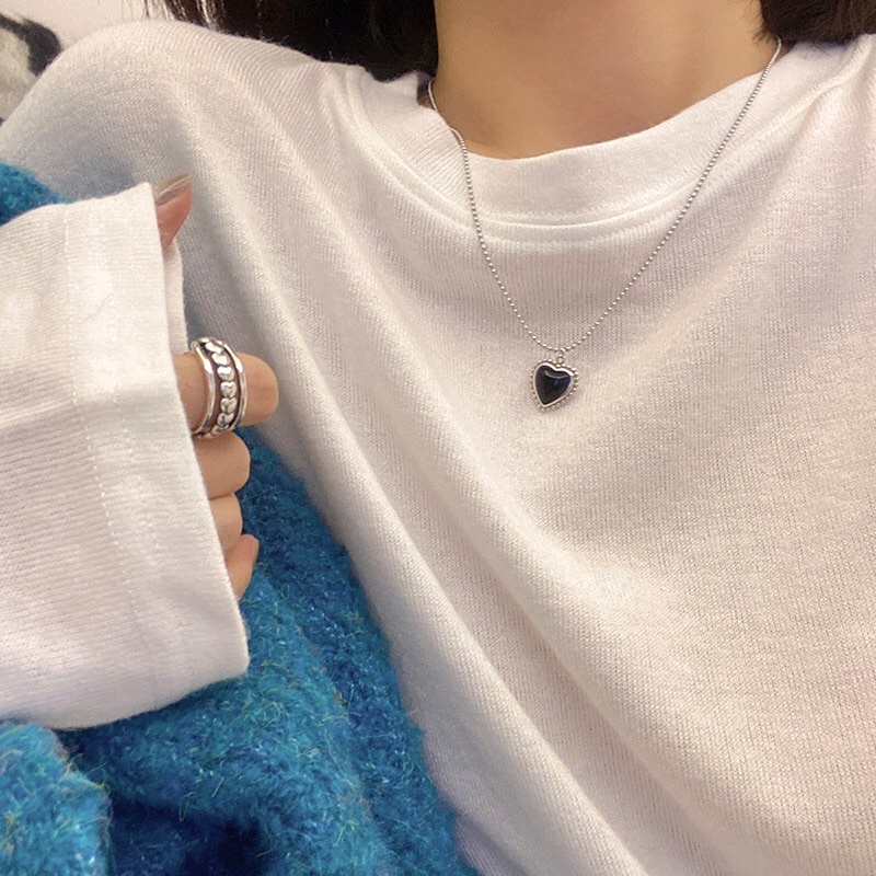 Dây chuyền trái tim đá đen xinh đẹp giá rẻ🧡