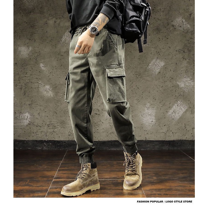 Quần Legging cotton Nguyên Chất Dáng Rộng Phong Cách Quân Đội Cho Nam