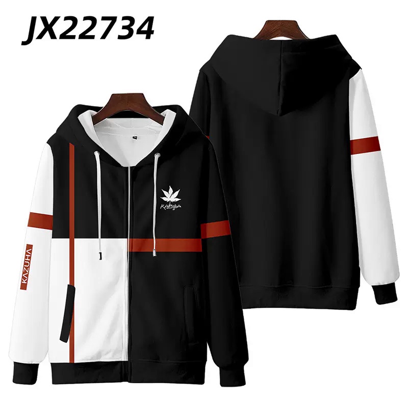 Genshin Áo hoodie Tay Dài In Hình kaedehara kazuha 3d Có Khóa Kéo Thời Trang Thường Ngày unisex