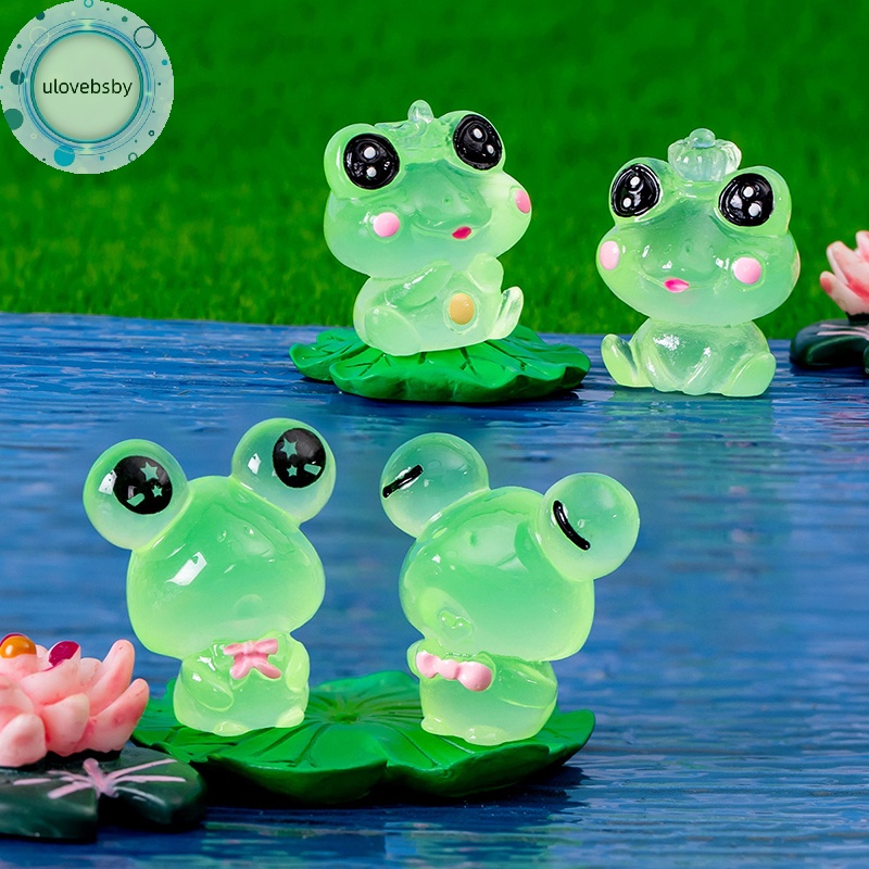 Ulovebsby Set 2 Đồ trang trí Chú Ếch Dạ Quang mini Trang Trí Tiểu Cảnh / Xe Hơi