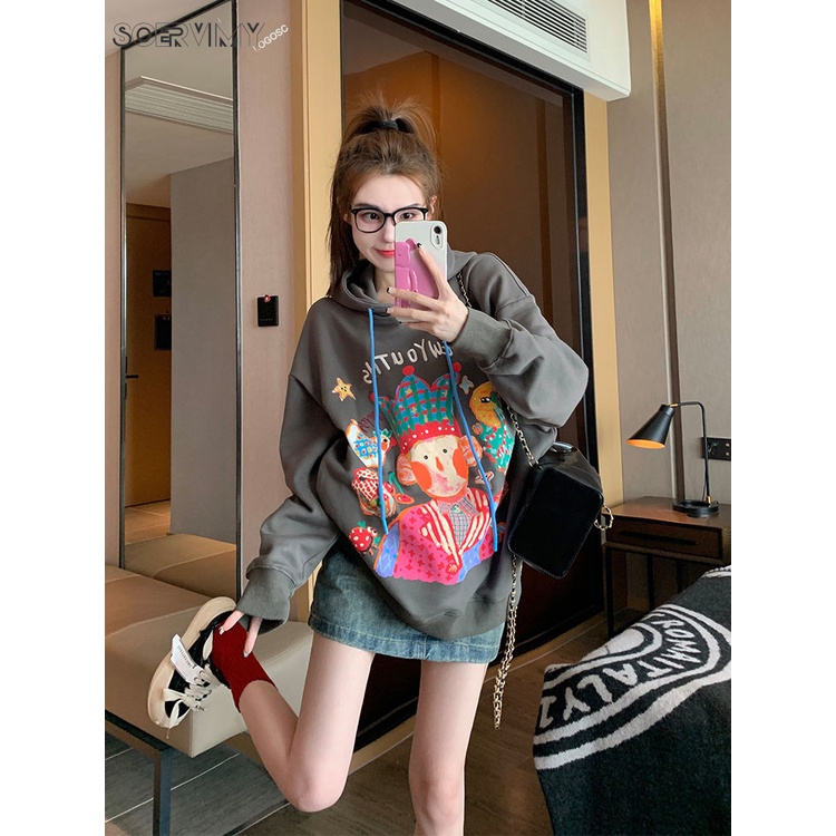 SOERVIMY Áo Khoác hoodie áo khoác nữ zip hoodie cozy casual fashionable Korean WWY23B0K9M 45Z231111