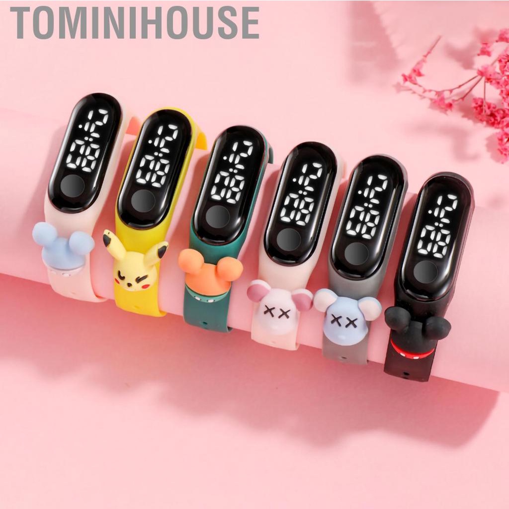 Tominihouse Children Cartoon Sports Watch  Touch Student Electronic with Figure Decoration