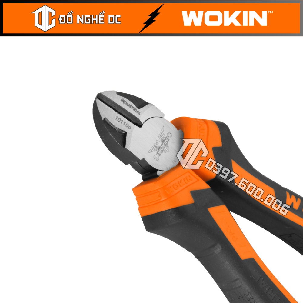 Wokin Kìm cắt công nghiệp đa năng 7"/180mm 101107  thép CR-V màu đen, dùng để cắt dây đồng, đồng thau, sắt,nhômvàthép-HP