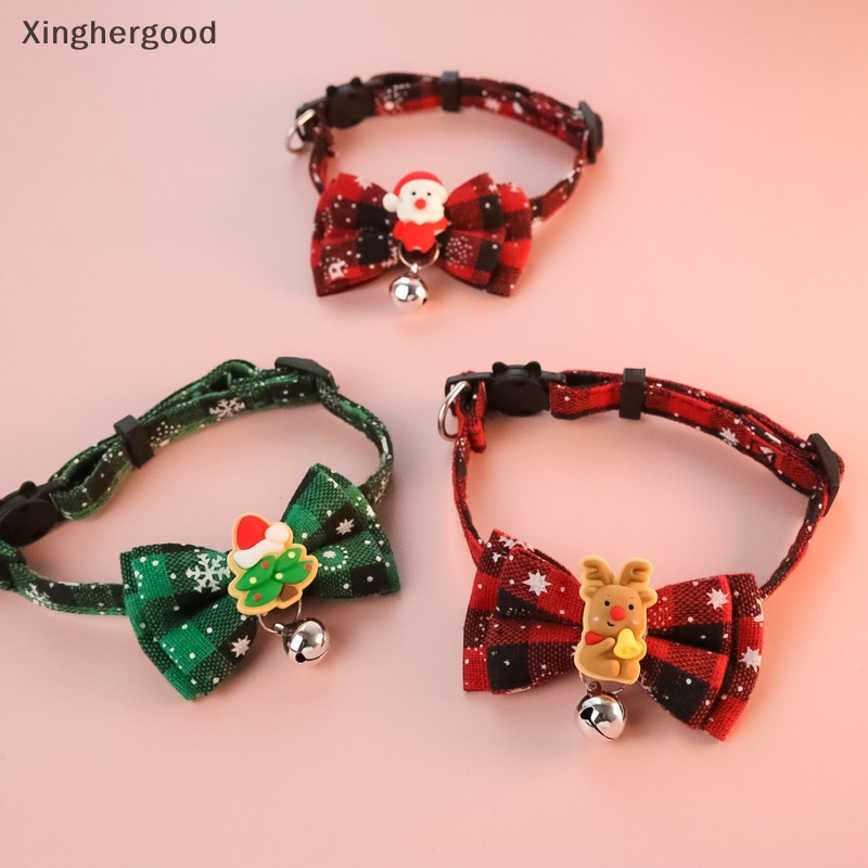 Vòng Cổ Hình Cây Thông / Tuần Lộc / Người Tuyết Có Chuông Trang Trí Giáng Sinh Cho Thú Cưng xinghergood xhg