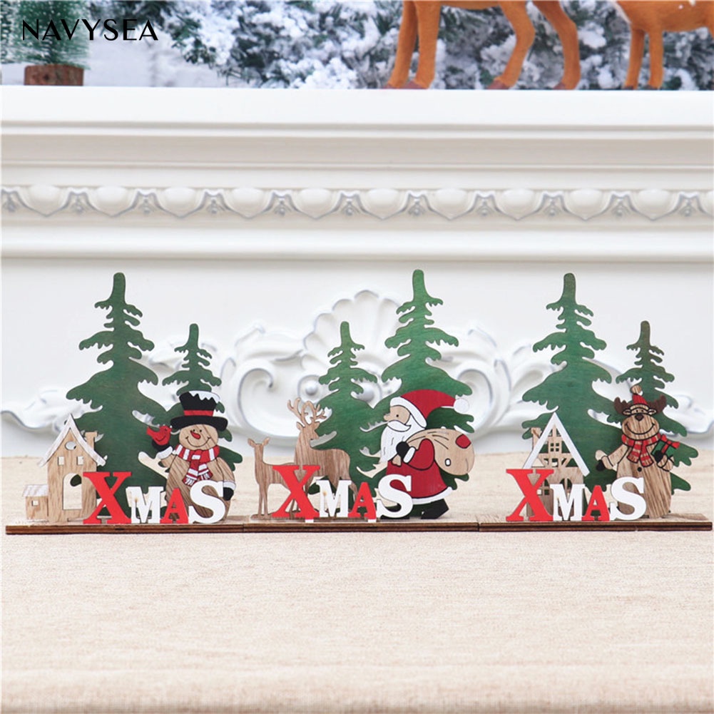 Nac Giáng Sinh Bằng Gỗ diy Trang Trí Bàn Làm Việc