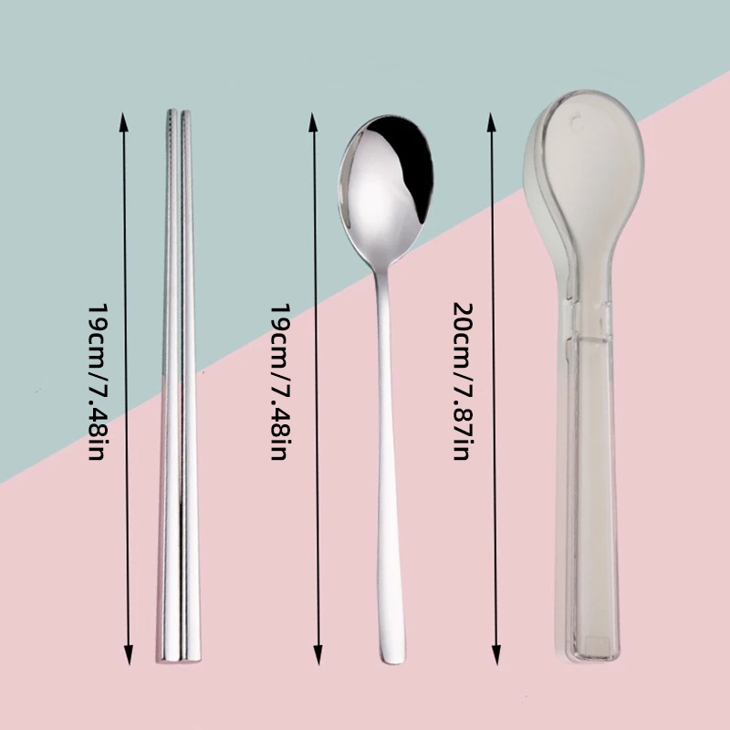 Bộ thìa dĩa cá nhân, hộp đựng thìa đũa văn phòng inox 304 kèm hộp có nắp đậy nhỏ gọn đáng yêu mang đi làm YK