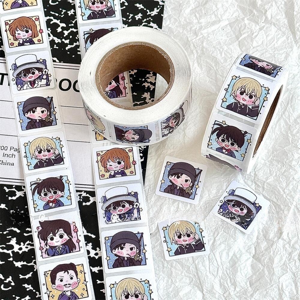 Cuộn 500 Miếng Dán Trang Trí Mũ Bảo Hiểm / Túi Đựng Bút Hình Thám Tử conan naruto / conan / conan