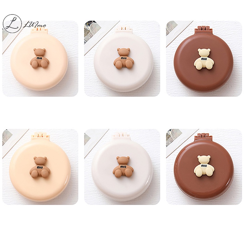 Luimo Lược Chải Tóc mini Hình Gấu Hoạt Hình Dễ Thương Có Gương Mát Xa Nhỏ Gọn Cho Bé Gái * Hàng Bán Chạy