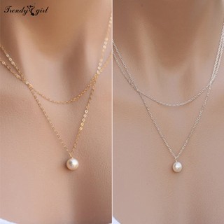 Dây chuyền hai lớp đính hạt giả ngọc trai