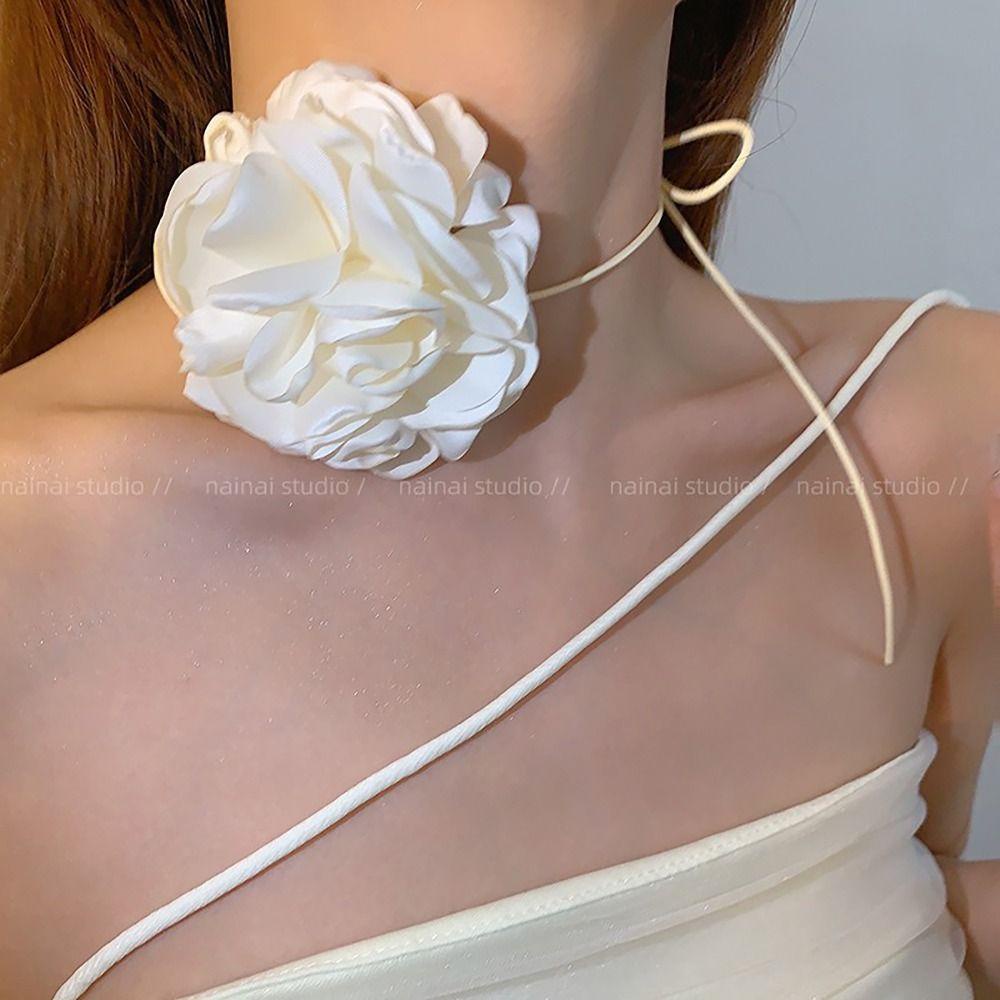 Vòng Cổ choker Dây Dài Mặt Hình Hoa Hồng Tùy Chỉnh Kích Thước 1 Kiểu Pháp Thanh Lịch Cho Nữ
