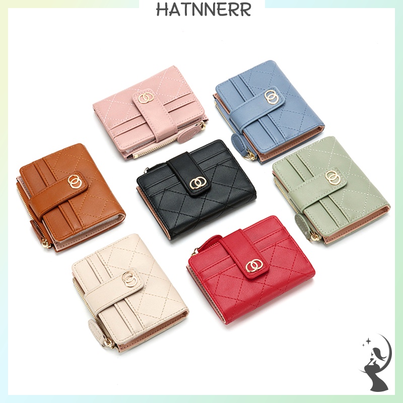 Mới! Ví Ngắn Đựng Thẻ Có Dây Kéo Màu Trơn Thời Trang Dành Cho Nữ fhs