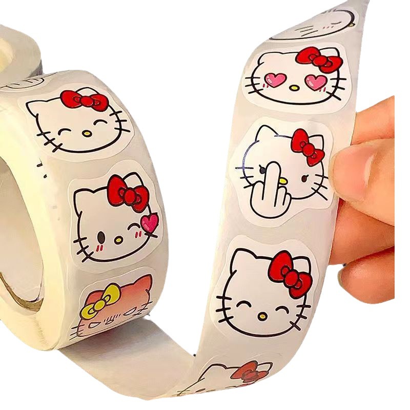 Cuộn 500 Nhãn Dán Hoạt Hình sanrio hellokitty Trang Trí Mũ Bảo Hiểm Xe Đạp