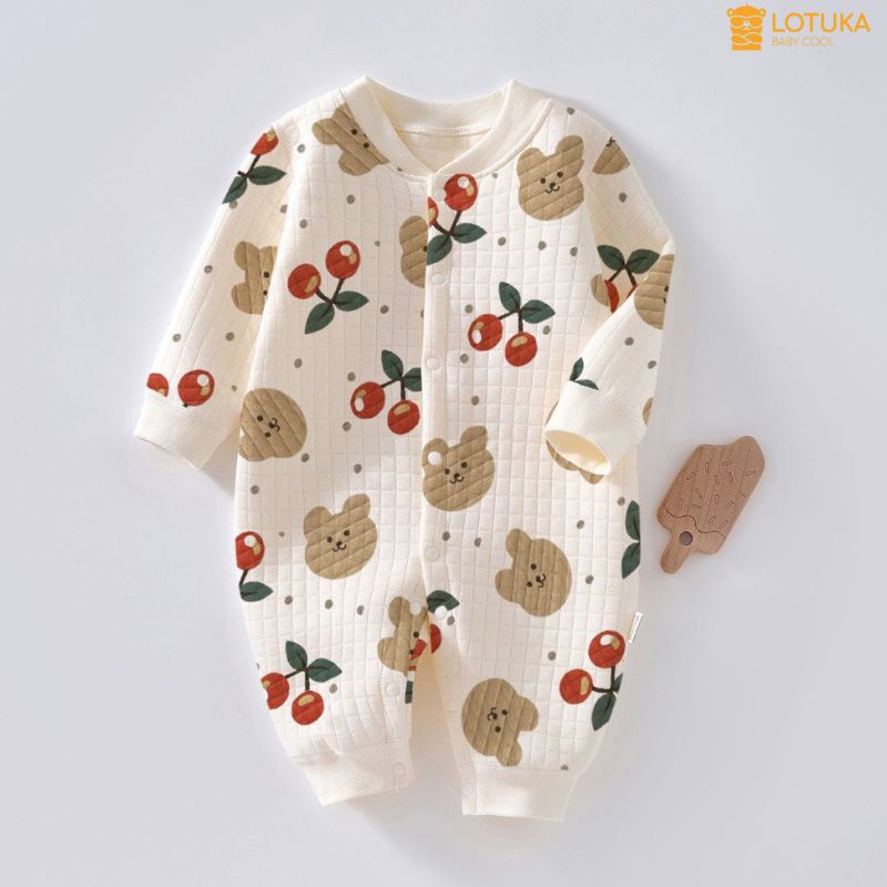 Bodysuit LOTUKA Trần Bông 3 Lớp Ấm Áp Cho Bé, Body Dài Tay In Hình Dễ Thương Cho Bé Trai Bé Gái, Quần Áo Trẻ Em  3-12kg