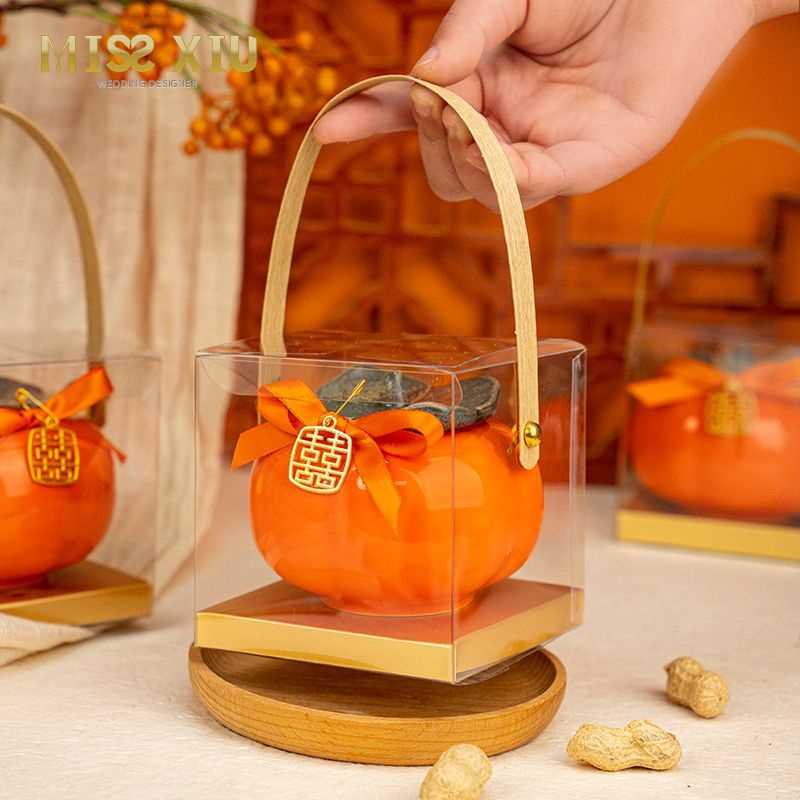Tiktok hot# MISSXIU wedding wedding candy box Persimmon Ruyi ceramic candy can engagement Persimmon can ornaments gift box 10.5HHL