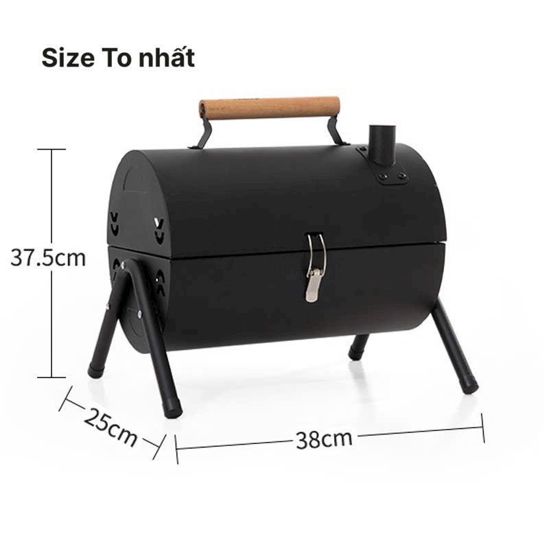 Bếp nướng than hoa BBQ gấp gọn mang đi dã ngoại, cắm trại, Thiết bị nướng ngoài trời kèm vỉ, khay nướng