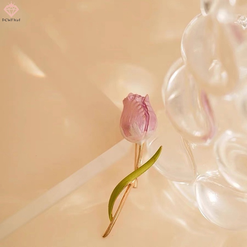 Ghim Cài Áo Hình Hoa tulip Màu Hồng Dành Cho Tiệc Cưới Mới