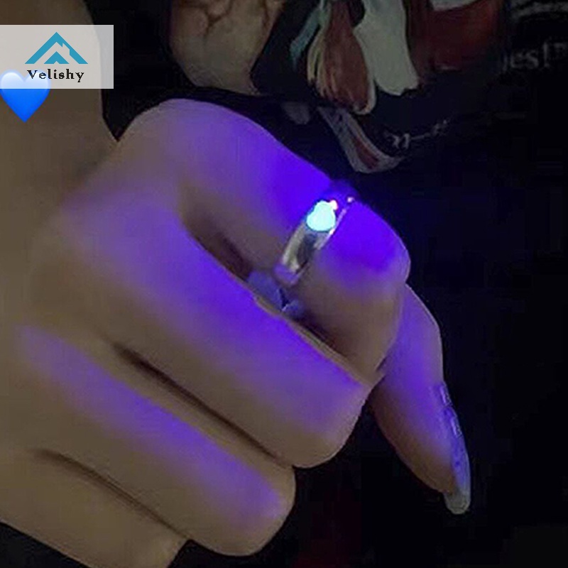 Velishy Nhẫn Phát Sáng Trong Bóng Tối Hình Trái Tim Có Thể Điều Chỉnh Cho Cặp Đôi